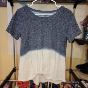 Signature Studio SS Blouse Dip Dye Blue & White Blouse - Size Large